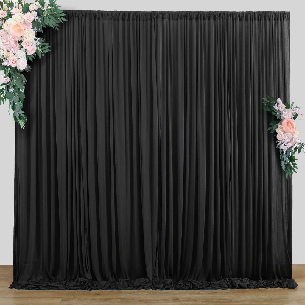 10x10 Ft Kırışıksız Siyah Fon Perdesi, Parti, Mezuniyet, Düğün İçin Fotoğraf Arka Planı
