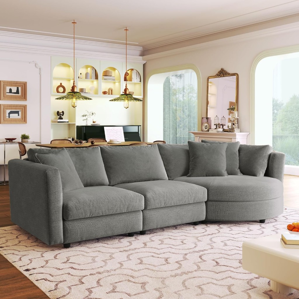 3 Kişilik Modern Koltuk, Gri, Yastıklı, Daire Ve Oturma Odası İçin Şık Kanepe