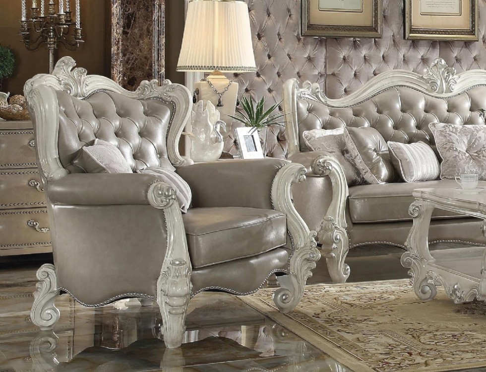 Kodu: 254 - Acme 4 Parça Oturma Odası Takımı: Koltuk, Loveseat, Sandalye, Sehpa (vintage Gri)