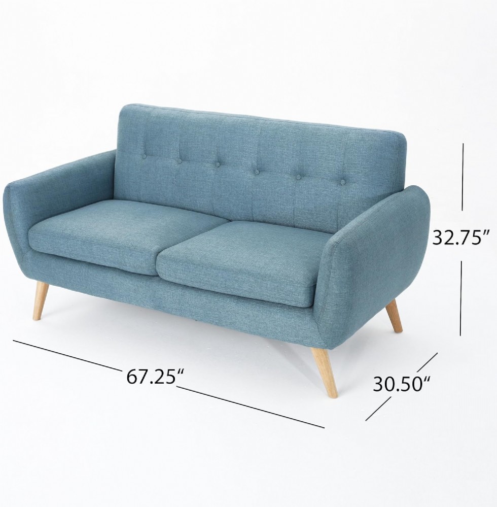 Kodu: 316 - Christopher Knight Josephine Mid-century Modern Kumaş Koltuk, Mavi / Doğal