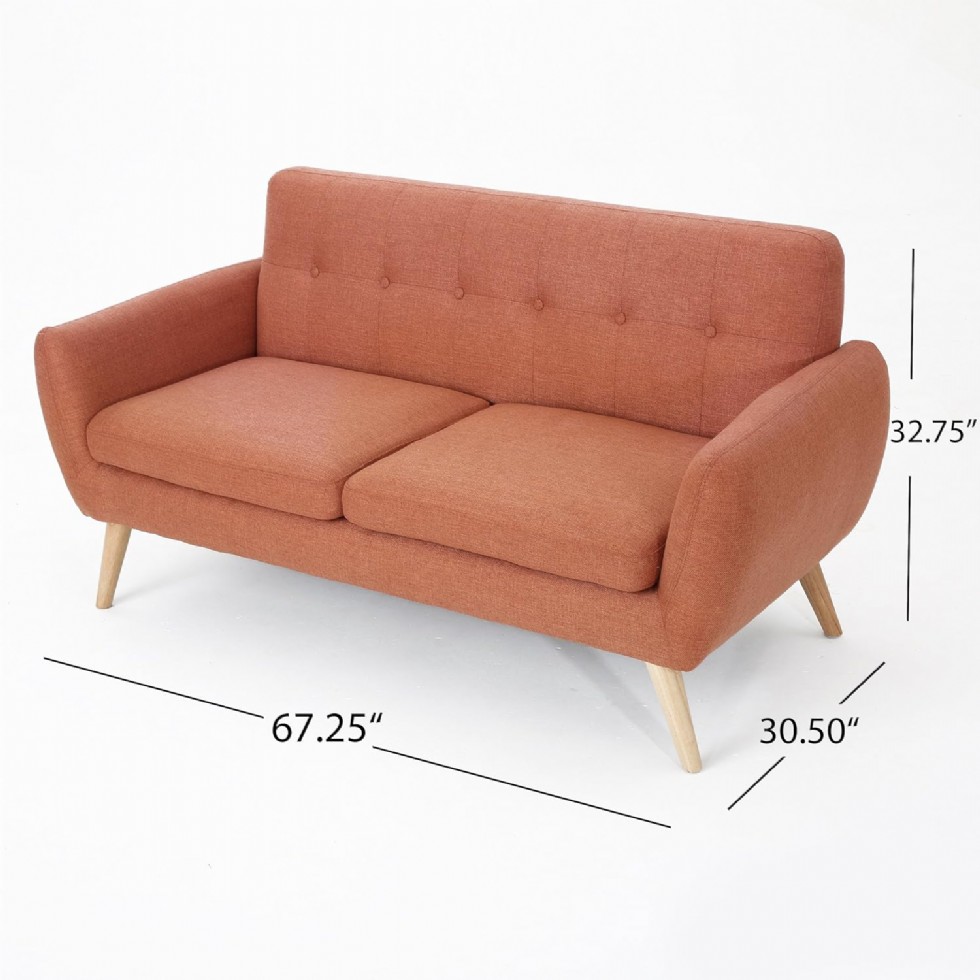 Kodu: 321 - Christopher Knight Josephine Mid-century Modern Kumaş Koltuk, Yanık Turuncu / Doğal