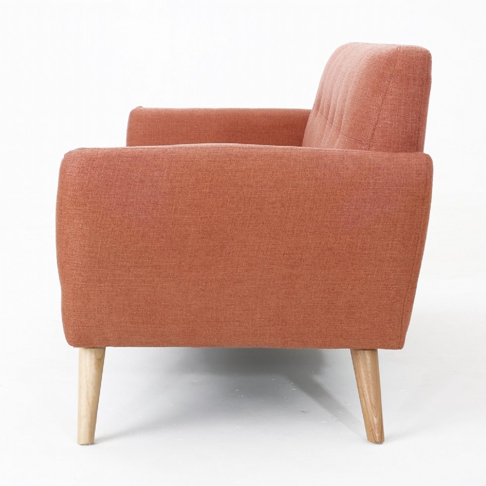Kodu: 322 - Christopher Knight Josephine Mid-century Modern Kumaş Koltuk, Yanık Turuncu / Doğal