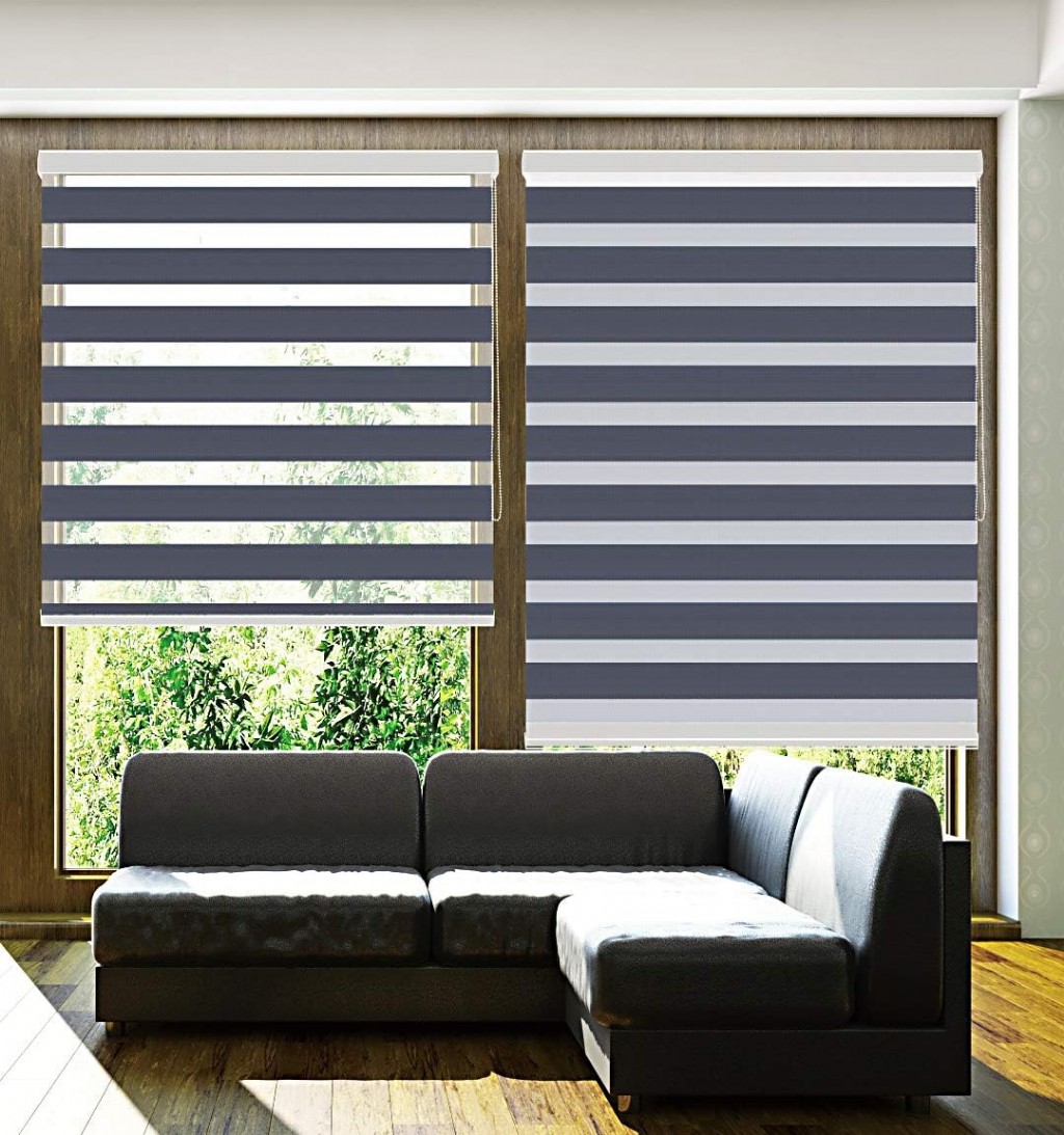Çift Katmanlı Zebra Perde, Işık Kontrollü Gündüz Gece Perdesi, W42 X H64