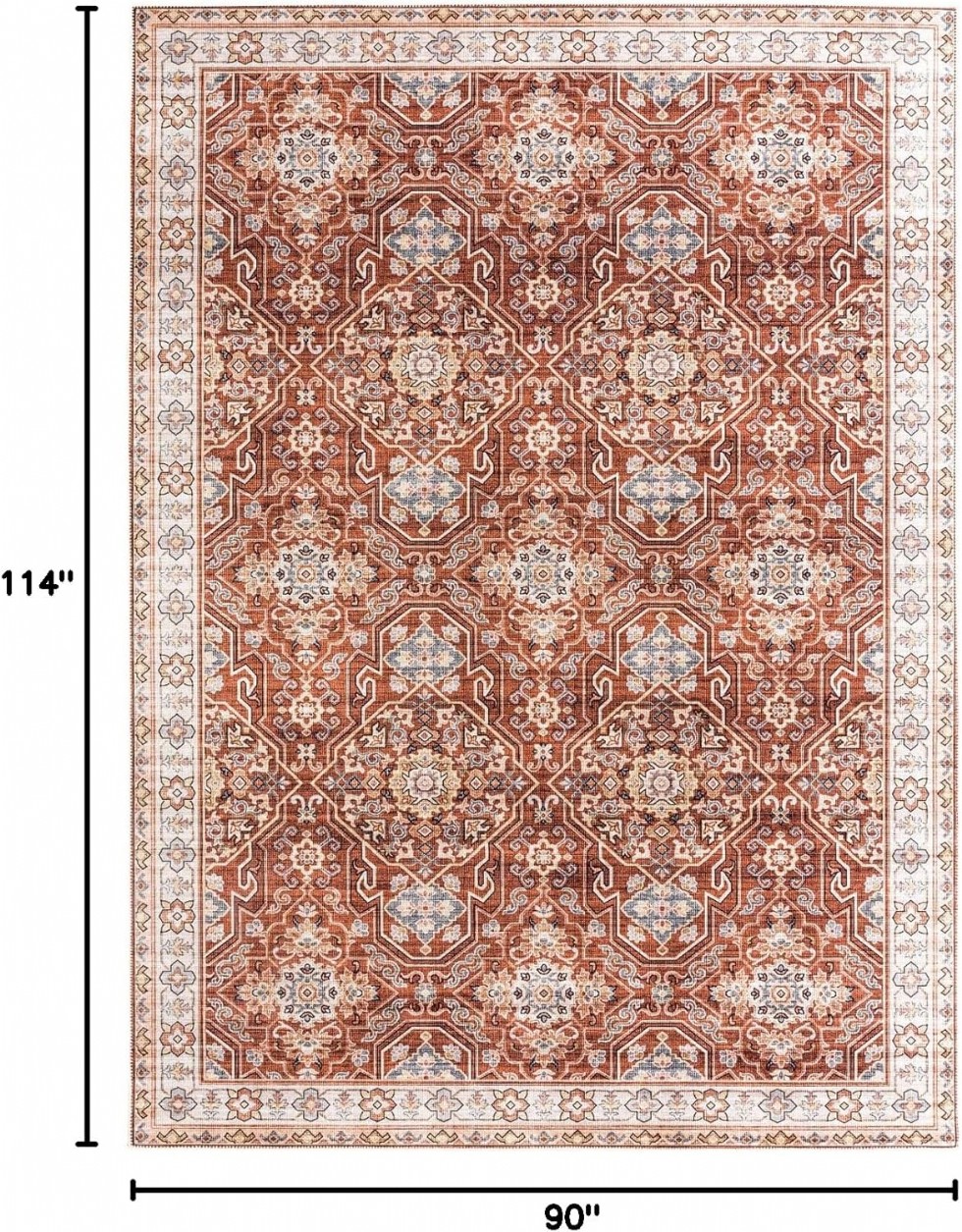 Kodu: 666 - Decomall Baola Büyük Vintage Halı, Oturma Odası Yatak Odası, Pas Rengi 230x290 Cm