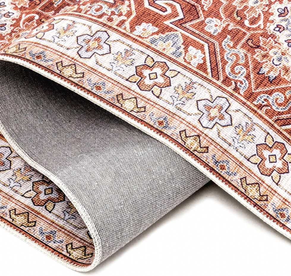 Kodu: 672 - Decomall Baola Büyük Vintage Halı, Oturma Odası Yatak Odası, Pas Rengi 230x290 Cm