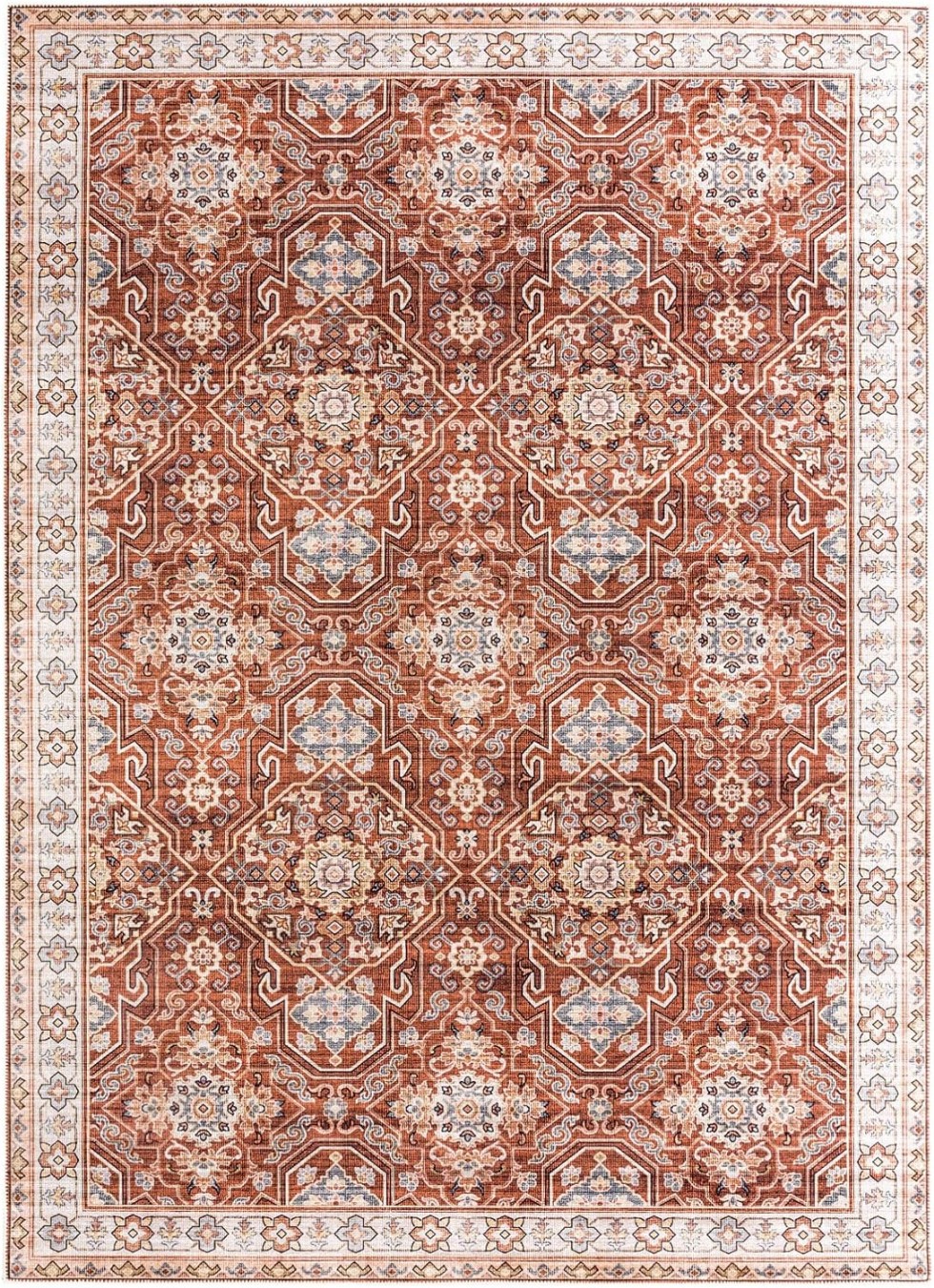 Kodu: 673 - Decomall Baola Büyük Vintage Halı, Oturma Odası Yatak Odası, Pas Rengi 230x290 Cm