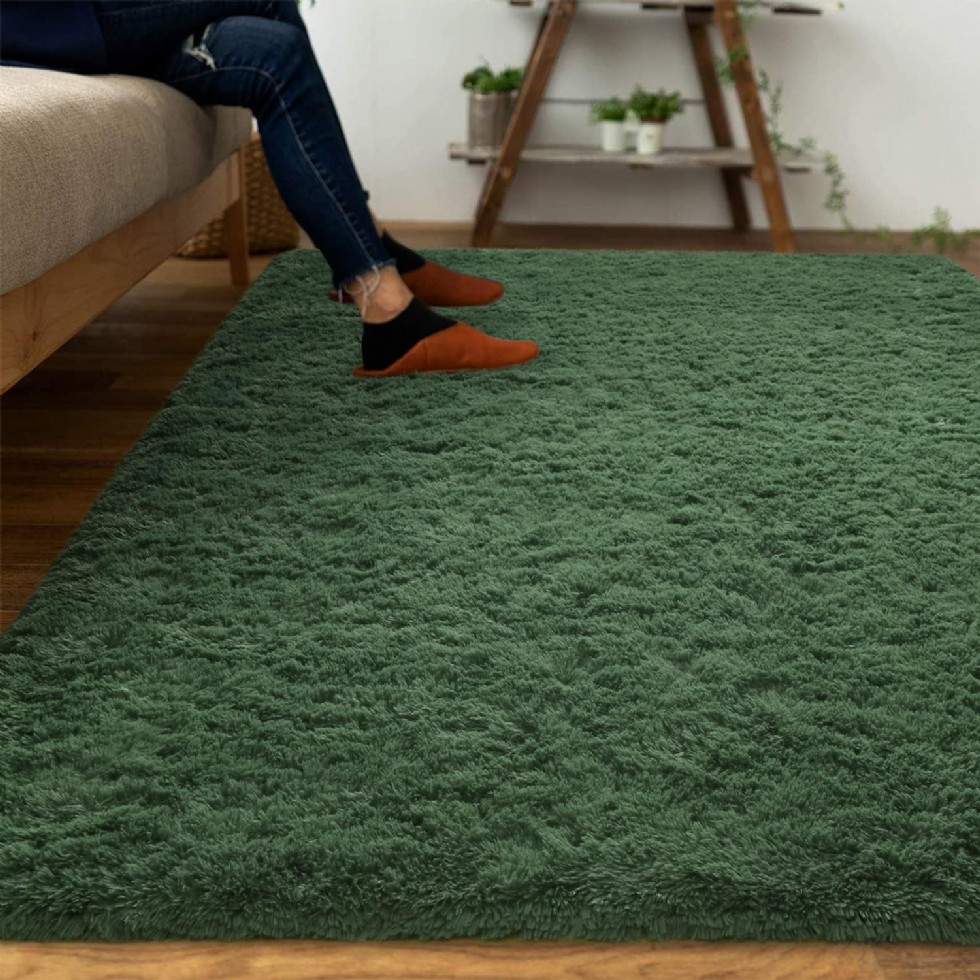 Kodu: 721 - Dweıke Peluş Orman Yeşili 120x180 Cm Halı, Kaymaz, Yıkanabilir, Yatak Odası Çocuk Odası