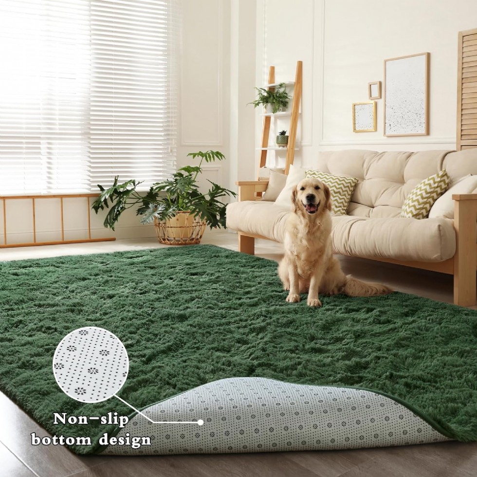 Kodu: 723 - Dweıke Peluş Orman Yeşili 120x180 Cm Halı, Kaymaz, Yıkanabilir, Yatak Odası Çocuk Odası