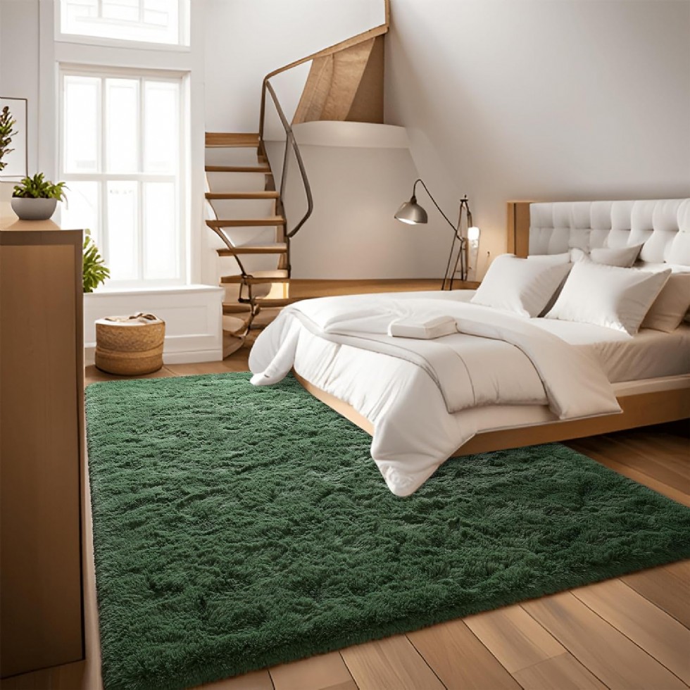 Kodu: 724 - Dweıke Peluş Orman Yeşili 120x180 Cm Halı, Kaymaz, Yıkanabilir, Yatak Odası Çocuk Odası
