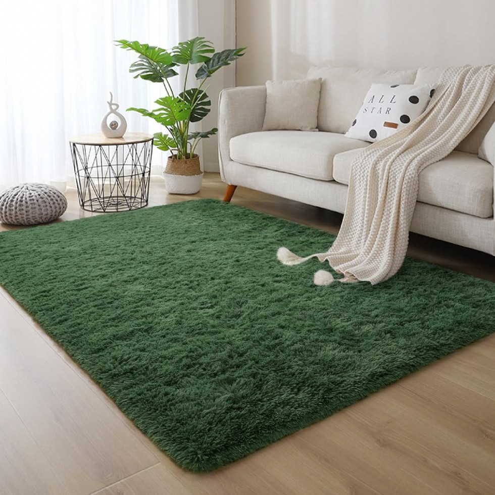Kodu: 726 - Dweıke Peluş Orman Yeşili 120x180 Cm Halı, Kaymaz, Yıkanabilir, Yatak Odası Çocuk Odası