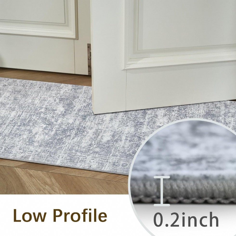 Kodu: 744 - Kaymaz 2'x10' Koridor Yolluğu, Makinede Yıkanabilir, Yumuşak, Gümüş Gri, 10 Ft