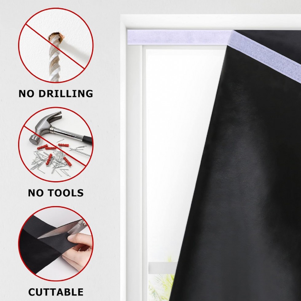 Kodu: 559 - Lazblinds %100 Karartma Stor Perde, Matkapsız Kablosuz, 36''x72'' Siyah