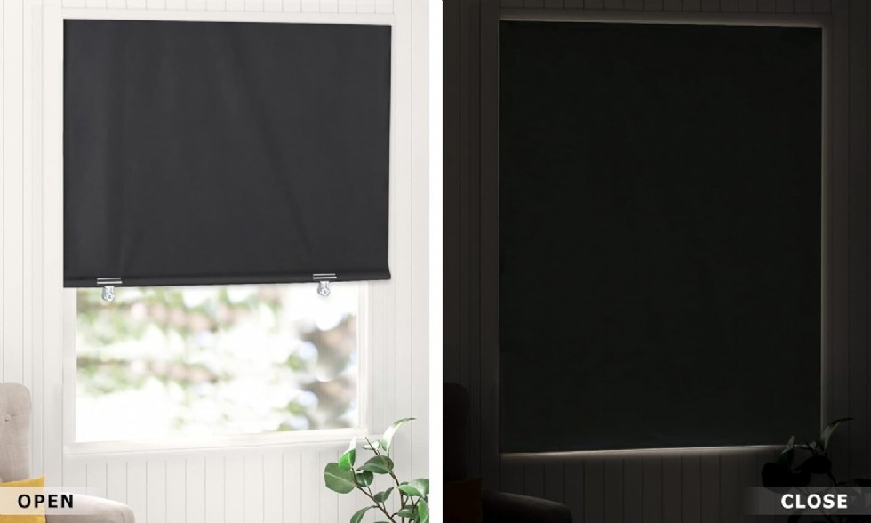 Kodu: 563 - Lazblinds %100 Karartma Stor Perde, Matkapsız Kablosuz, 36''x72'' Siyah