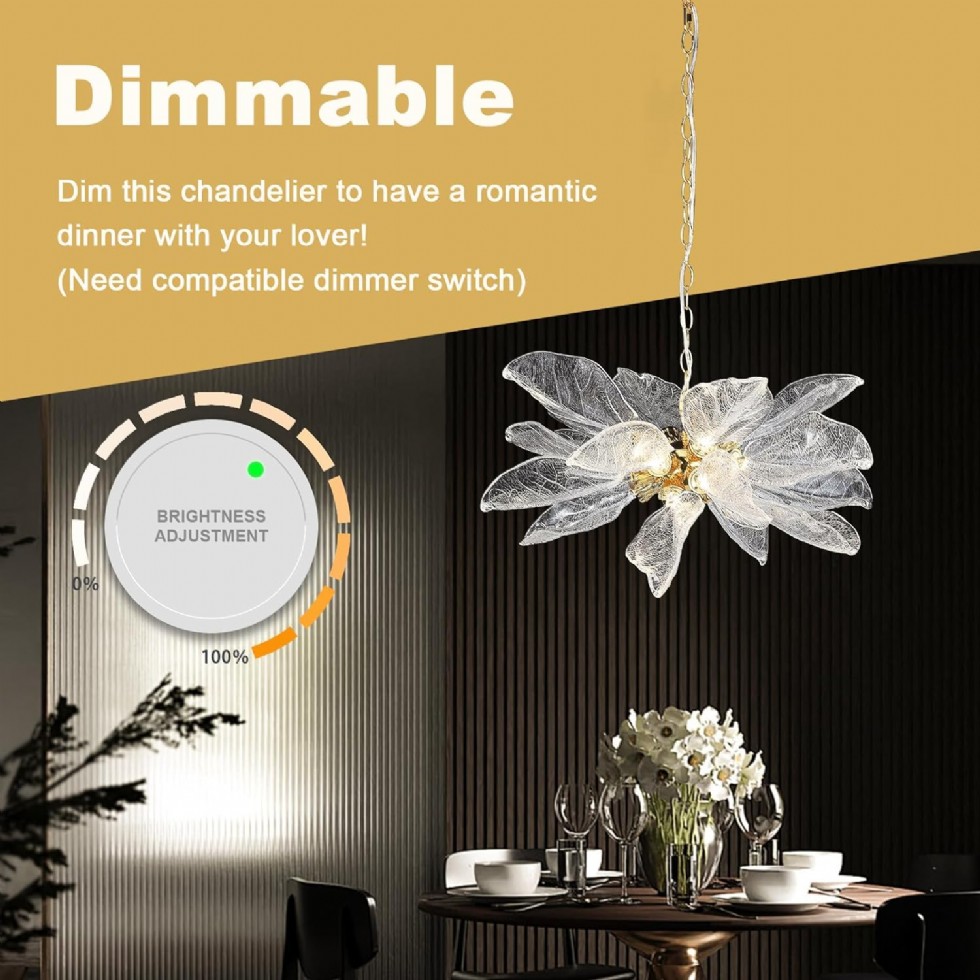 Kodu: 781 - Modern Altın Yaprak Avize, Yemek Odası İçin Led Kristal Sputnik Avize, 60 Cm
