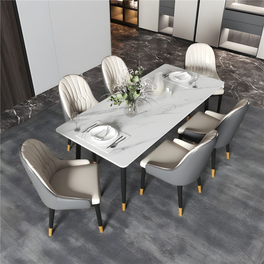 Modern Metal Yemek Odası Takımı 1-7 Kişilik Şık Ve Dayanıklı Yemek Masası Seti