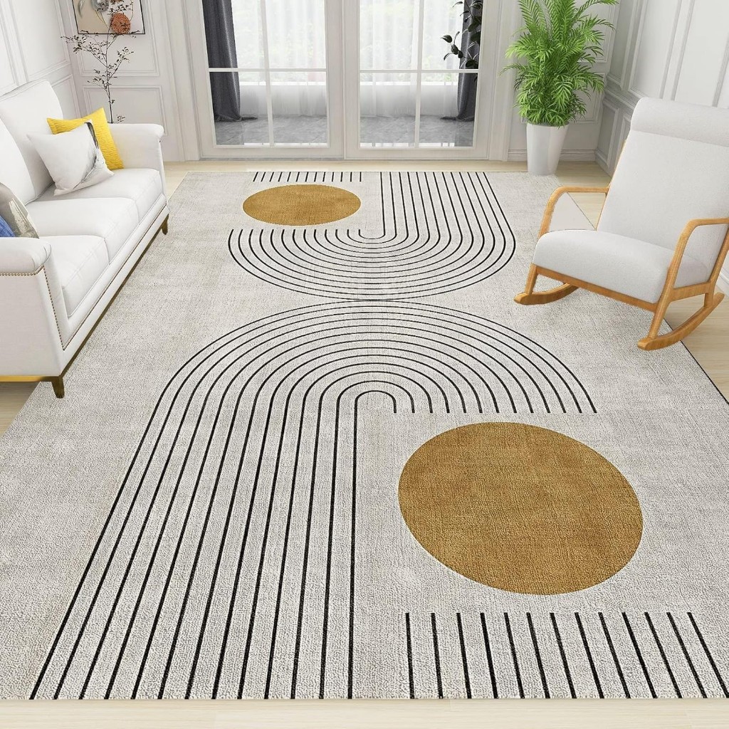 Orta Yüzyıl Modern Halı, Soyut Geometrik Desenli 4x6ft Yumuşak İç Mekan Halısı