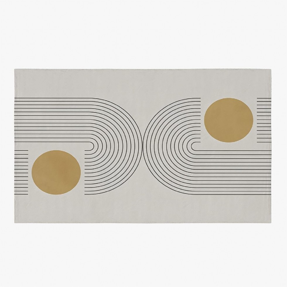 Kodu: 637 - Orta Yüzyıl Modern Halı, Soyut Geometrik Desenli 4x6ft Yumuşak İç Mekan Halısı