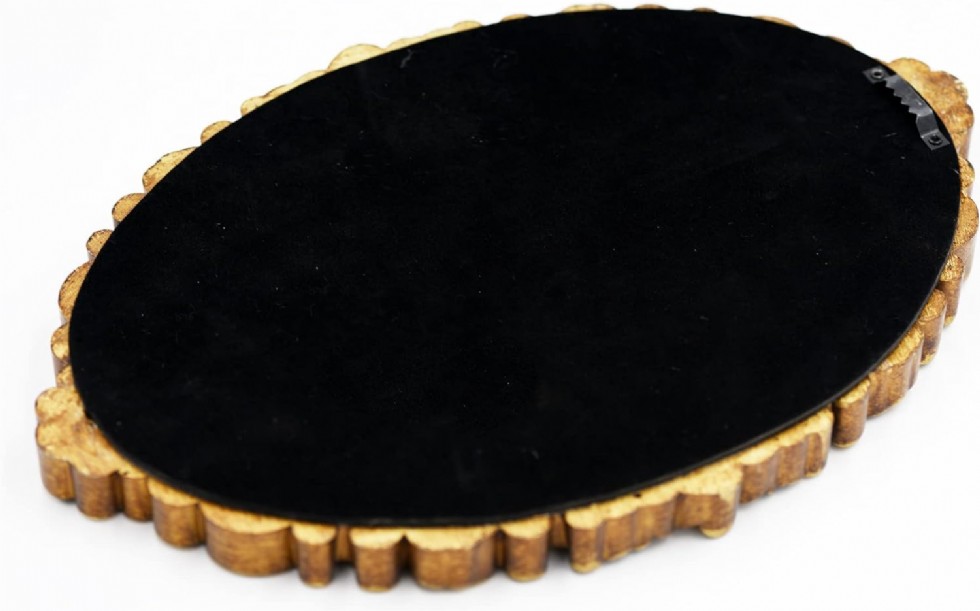 Kodu: 161 - Oval Vintage Duvar Aynası, 30x21 Cm, Altın Çerçeve, Yatak Odası Dekoru