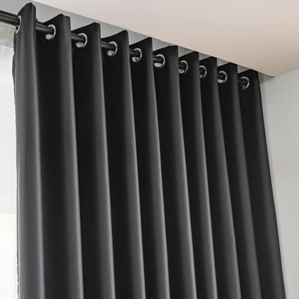 Kodu: 616 - Pencere Siyah Perde 213 Cm 2 Panel Grommet Karartma Perde Enerji Tasarruflu Gürültü Azaltıcı
