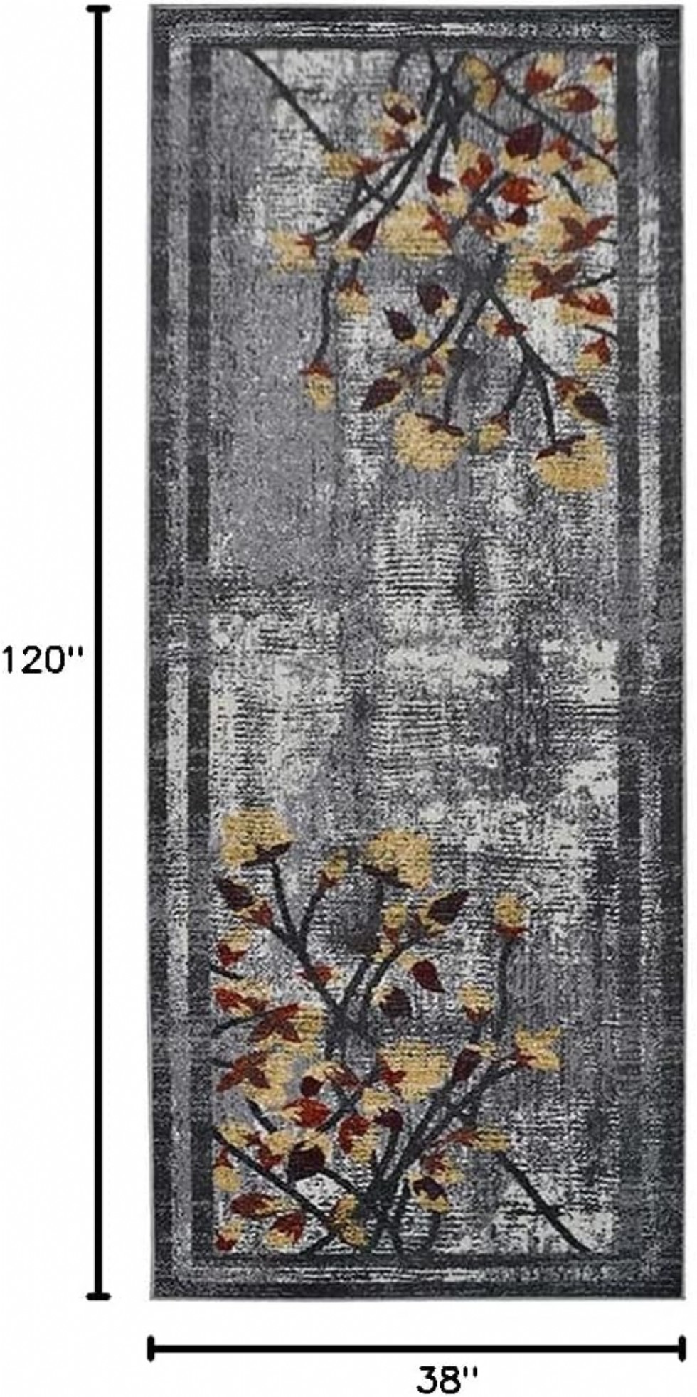 Kodu: 694 - Rugsotic Makine Halısı, 100x300 Cm, Gümüş, Floral Modern, Orta Havlı, Oturma Odası