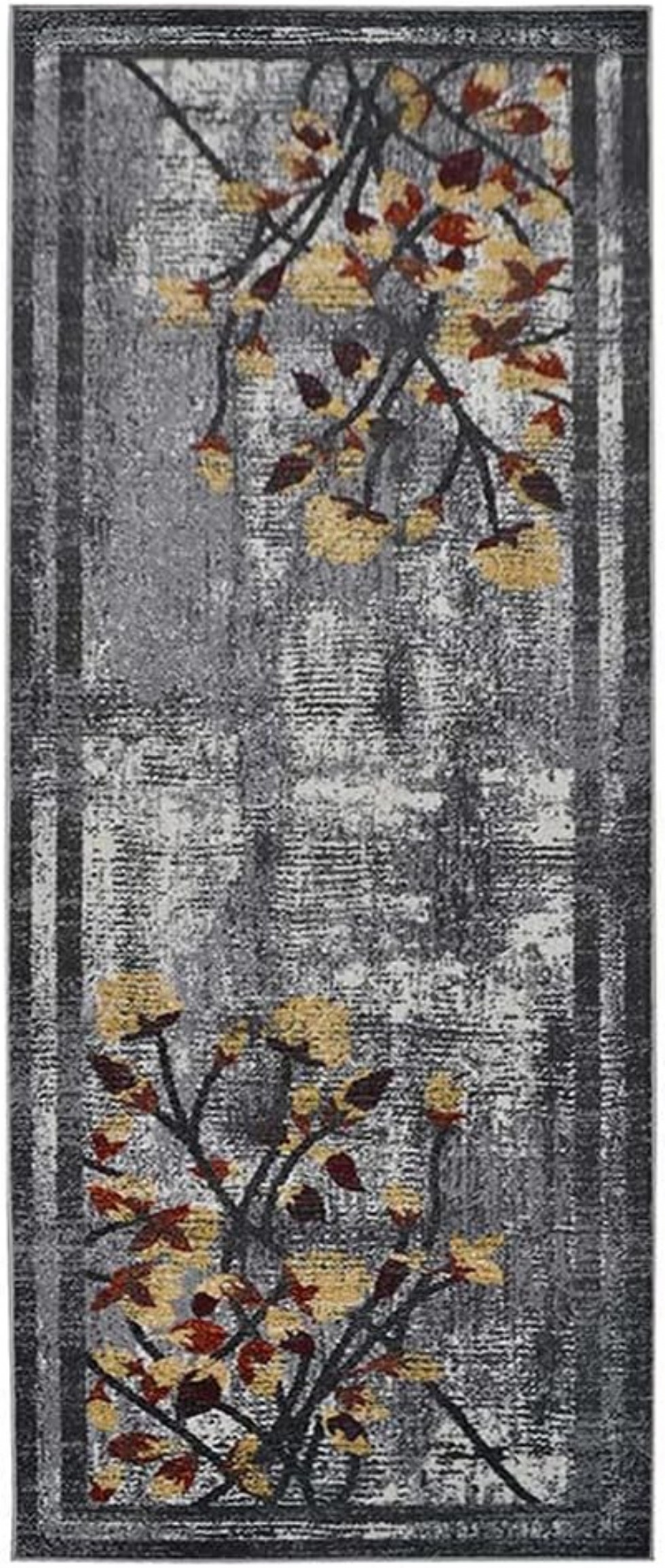 Kodu: 695 - Rugsotic Makine Halısı, 100x300 Cm, Gümüş, Floral Modern, Orta Havlı, Oturma Odası