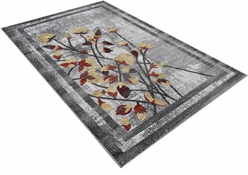 Kodu: 707 - Rugsotic Makine Yapımı Heatset Polipropilen Halı - 4'x6', Gümüş, Çiçekli Modern Tasarım