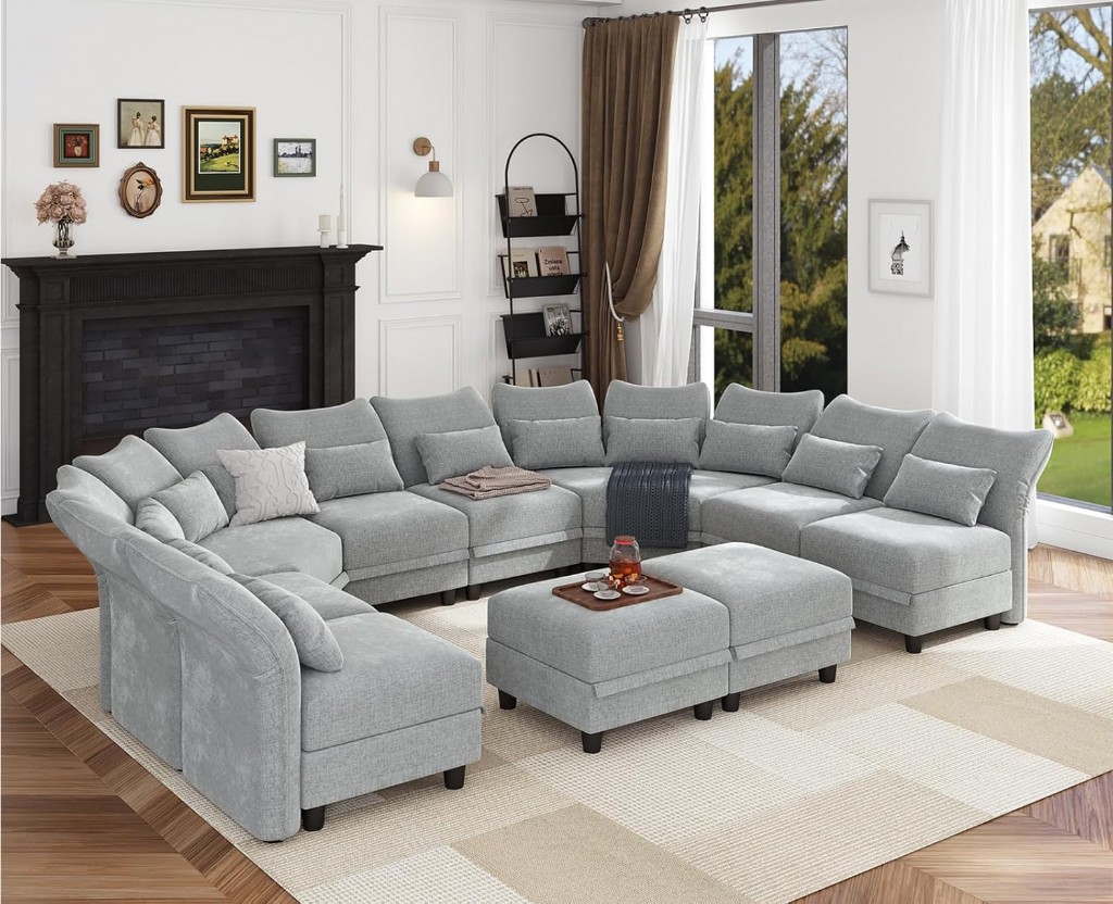 U Köşe Siyah Modern Lüks 10 Kişilik U Şekillinde Köşe Koltuk Modüler Koltuk