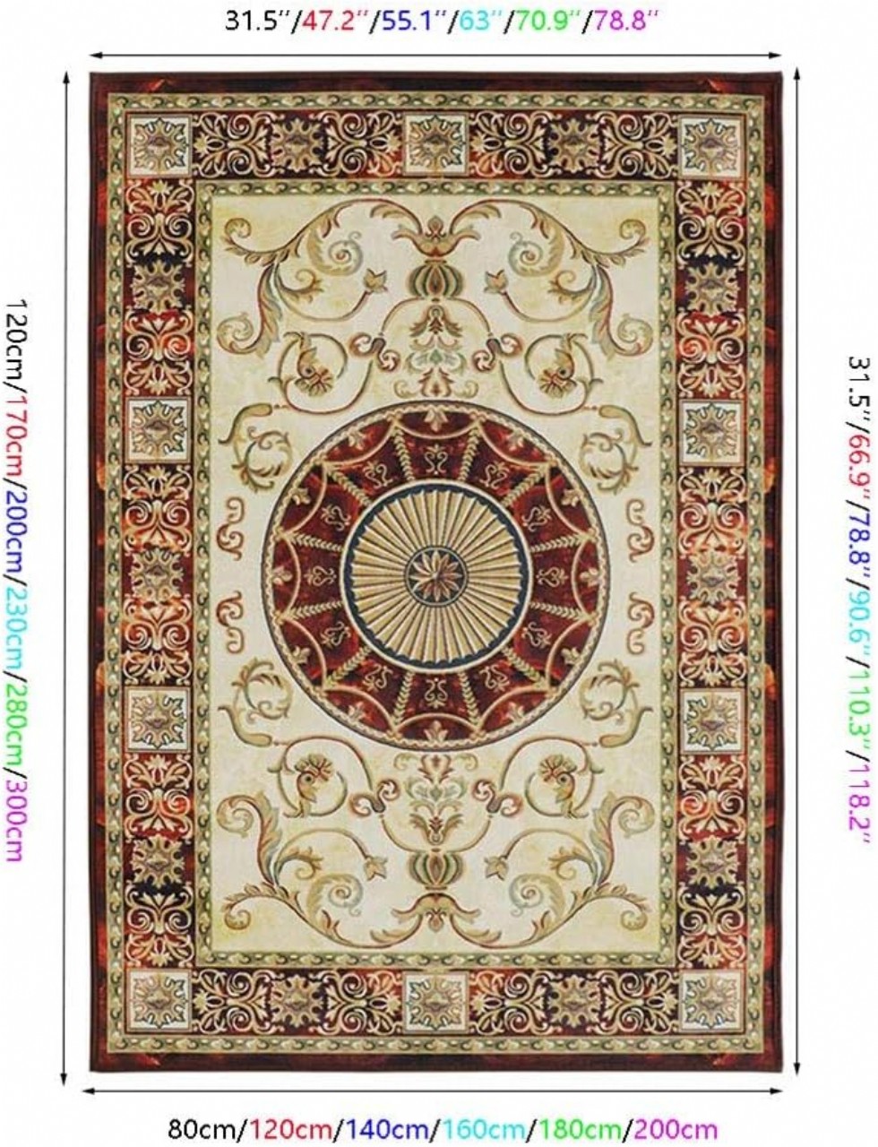 Kodu: 663 - Vintage Klasik Geometrik Halı, Oturma Odası Ve Yatak Odası İçin 140x200cm Halı