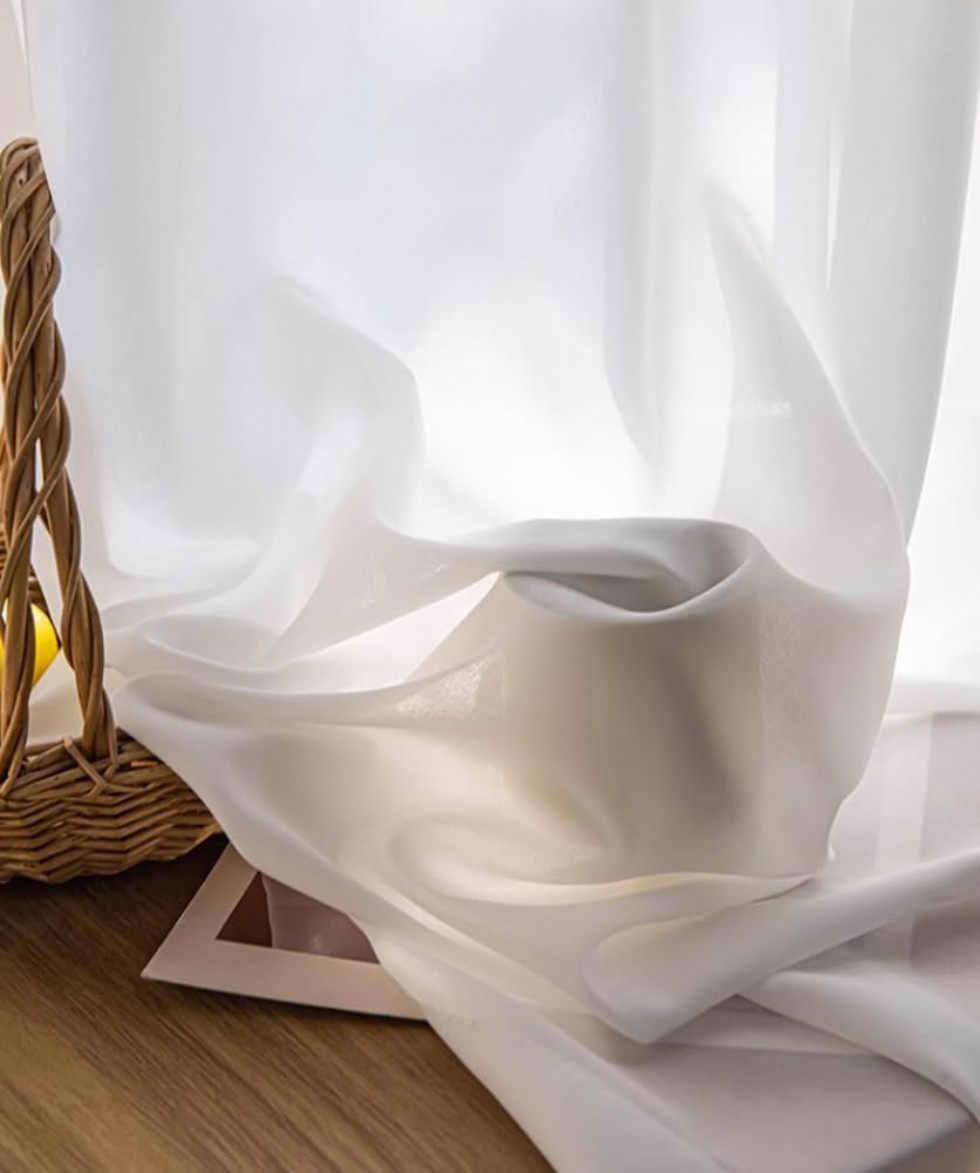 Kodu: 501 - Voile Yarı Şeffaf Kendinden Yapışkanlı Beyaz Perde, 120x210 Cm Yatak Odası Salonu İçin