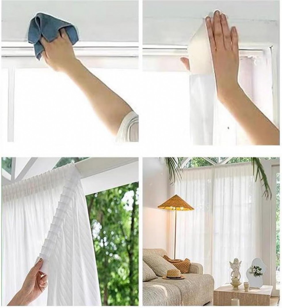 Kodu: 502 - Voile Yarı Şeffaf Kendinden Yapışkanlı Beyaz Perde, 120x210 Cm Yatak Odası Salonu İçin