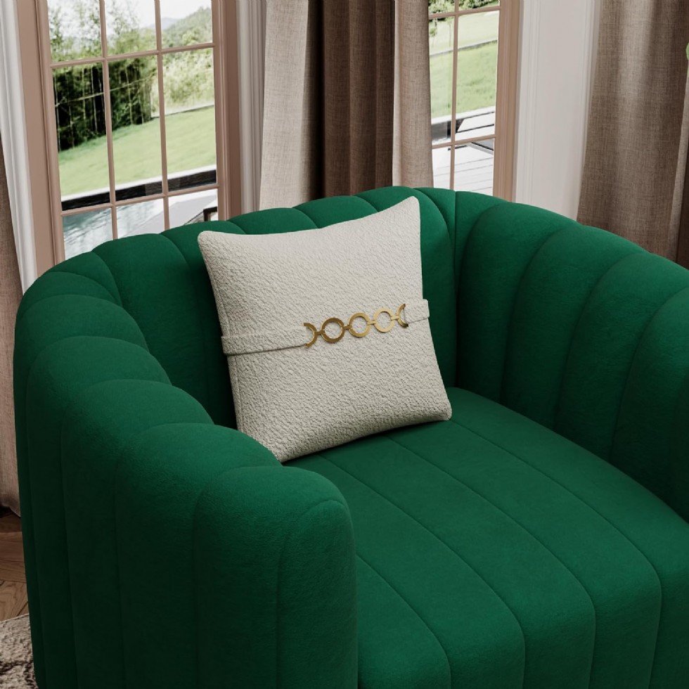 Kodu: 400 - Yeşil Kadife 2 Parça Koltuk Takımı, Modern Altın Ayaklı Kanepe, Ofis Ve Salon
