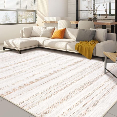 8x10 Modern Bohem Halı: Yıkanabilir, Kaymaz, Leke Tutmaz, Yumuşak Kahverengi Halı