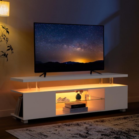 Beyaz Led Tv Ünitesi, 65/70/75 İnç Tv'ler İçin Modern Tv Sehpası