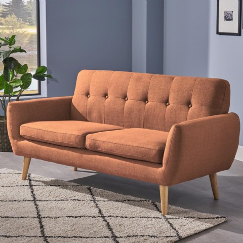 Christopher Knight Josephine Mid-century Modern Kumaş Koltuk, Yanık Turuncu / Doğal