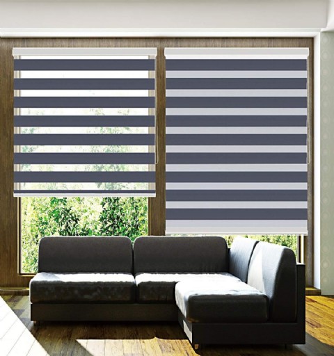 Çift Katmanlı Zebra Perde, Işık Kontrollü Gündüz Gece Perdesi, W42 X H64