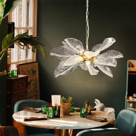 Modern Altın Yaprak Avize, Yemek Odası İçin Led Kristal Sputnik Avize, 60 Cm