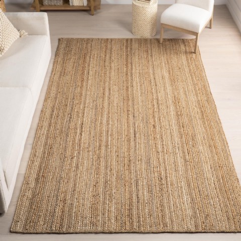 Nuloom 12x18 Rigo Jute El Dokuma Halı, Doğal, Çiftlik Evi Tarzı, Yatak Odası, Oturma Odası