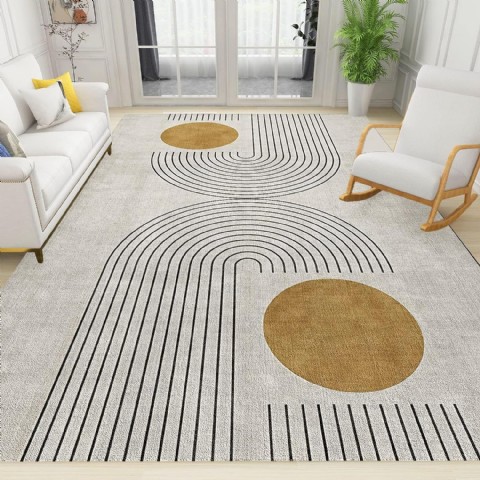 Orta Yüzyıl Modern Halı, Soyut Geometrik Desenli 4x6ft Yumuşak İç Mekan Halısı