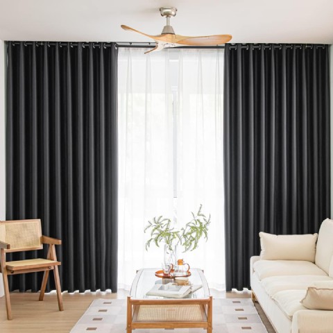 Pencere Siyah Perde 213 Cm 2 Panel Grommet Karartma Perde Enerji Tasarruflu Gürültü Azaltıcı