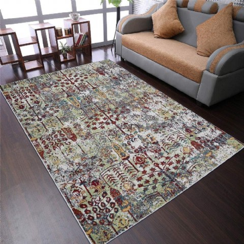 Rugsotic 4'x6' Makine Dokuma Heatset Polipropilen Halı, Modern Çok Renkli Dikdörtgen