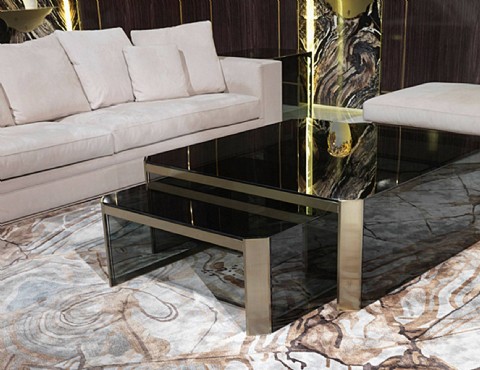 Siyah Modern Tasarım Kalın Cam Orta Sehpa – Şık Ve Dayanıklı Salon Dekorasyonu