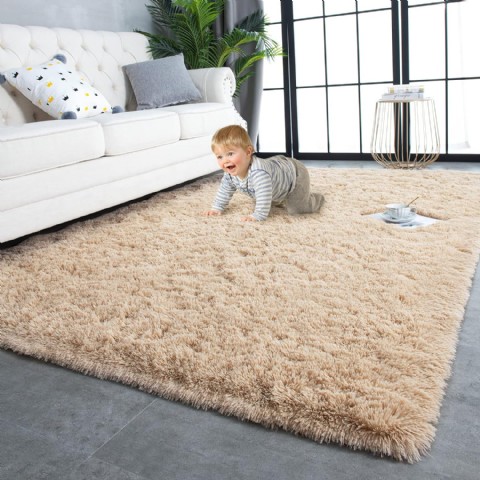 Twınnıs Süper Yumuşak Shaggy Halı, 120x180 Cm, Modern Kaymaz Pelüş Halı, Açık Bej